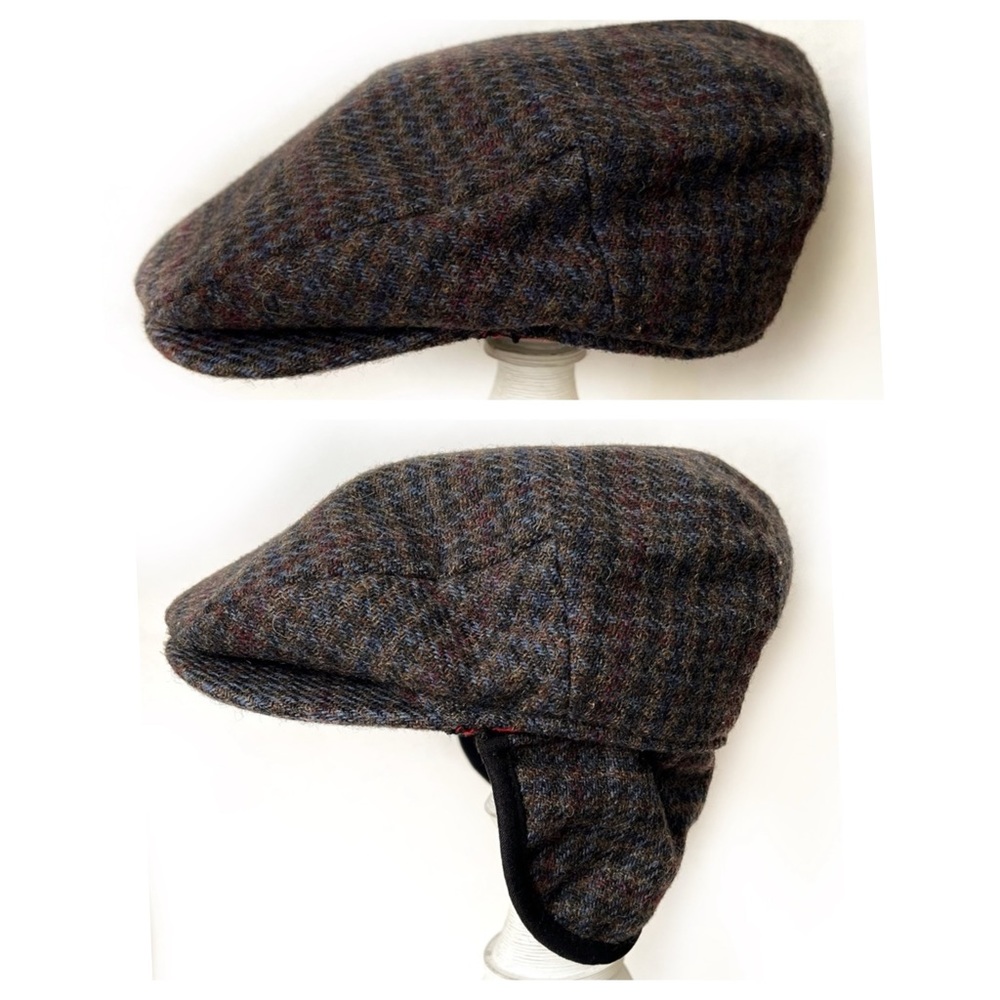 WOOLRICH TWEED PLAID WOOL BLEND BLUE BROWN DRIVING CAP NEWSBOY FLAT HAT …